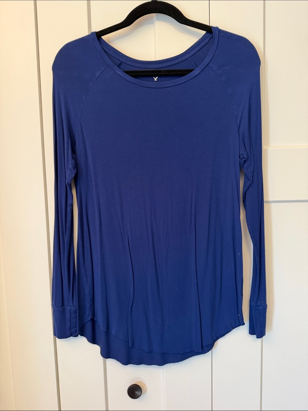 American Eagle Outfitters Women's Long-Sleeve Scoop Neck Top - Royal Blue